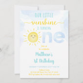 Sunshine Clouds Blue Boy First Birthday Kaart (Voorkant)