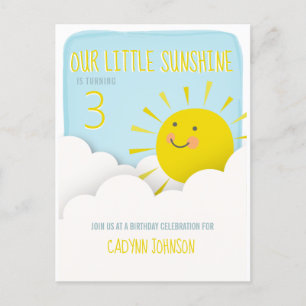 Sunshine Clouds Blue Sky Birthday Uitnodiging Briefkaart