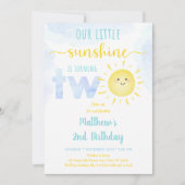 Sunshine Clouds Boy Blue Second Birthday Kaart (Voorkant)