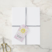 Sunshine Clouds Pink Girl Baby shower Cadeaulabel (Met Touw)