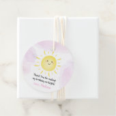 Sunshine Clouds Pink Girl Birthday Bedankjes Labels (In situ)