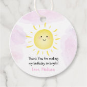 Sunshine Clouds Pink Girl Birthday Bedankjes Labels (Voorkant)