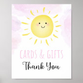Sunshine Clouds Pink Girl Kaarten & Gifts Sign Poster (Voorkant)
