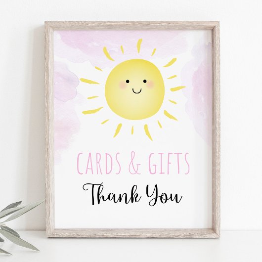 Sunshine Clouds Pink Girl Kaarten & Gifts Sign Poster