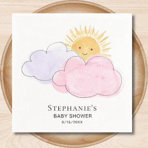 Sunshine Clouds Pink Girl's Baby shower Servet