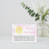 Sunshine Clouds roze Baby shower Book Request Informatiekaartje (Staand voorkant)