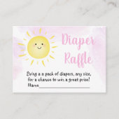 Sunshine Clouds roze Baby shower Diaper Raffle Informatiekaartje (Voorkant)