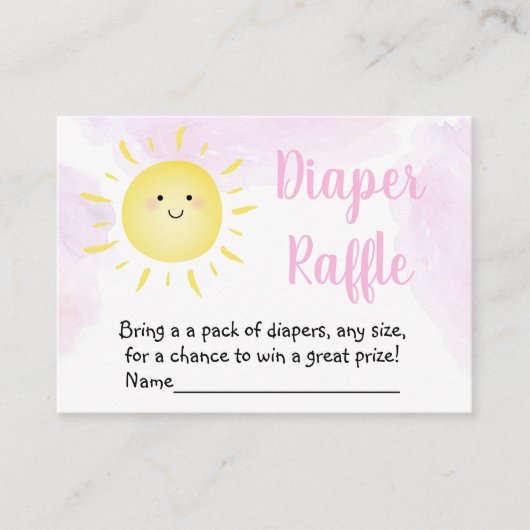 Sunshine Clouds roze Baby shower Diaper Raffle Informatiekaartje (Voorkant)
