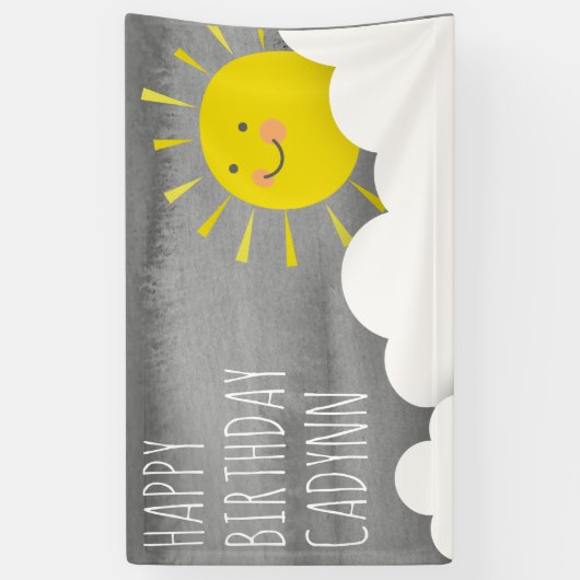 Sunshine Clouds Sky Birthday Spandoek (Verticaal)