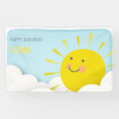 Sunshine Clouds Waterverf Sky Birthday Spandoek (Horizontaal)