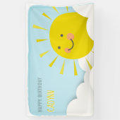 Sunshine Clouds Waterverf Sky Birthday Spandoek (Verticaal)