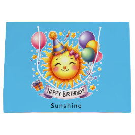 Sunshine Custom Naam Happy Birthday Blue Groot Cadeauzakje