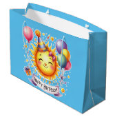 Sunshine Custom Naam Happy Birthday Blue Groot Cadeauzakje (Achterkant Gekanteld)