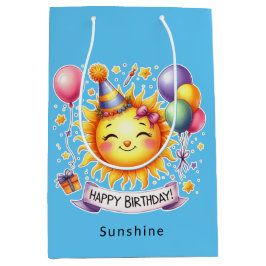 Sunshine Custom Naam Happy Birthday Blue Medium Cadeauzakje