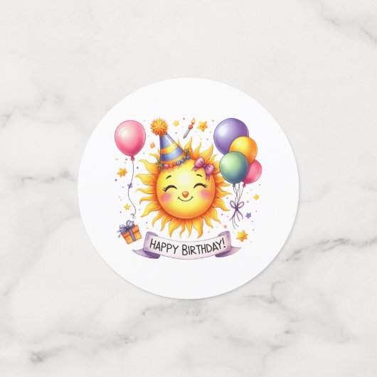 Sunshine Custom Naam Happy Birthday Confetti (Kleine voorkant)