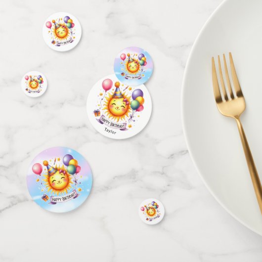 Sunshine Custom Naam Happy Birthday Confetti (Groep)