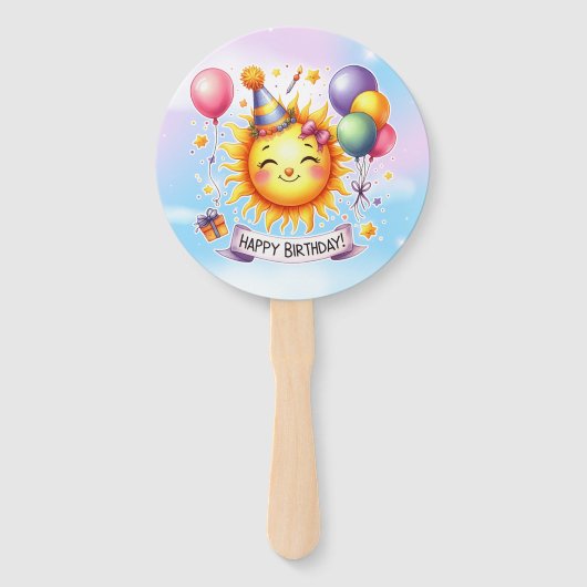 Sunshine Custom Naam Happy Birthday Handwaaier (Achterkant)