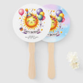 Sunshine Custom Naam Happy Birthday Handwaaier (Voorkant en achterkant)
