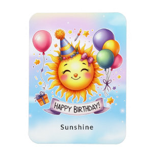 Sunshine Custom Naam Happy Birthday Magneet