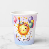 Sunshine Custom Naam Happy Birthday Papieren Bekers (Voorkant)