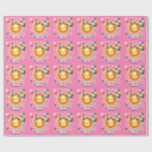 Sunshine Custom Naam Happy Birthday Pink Cadeaupapier (Vlak)