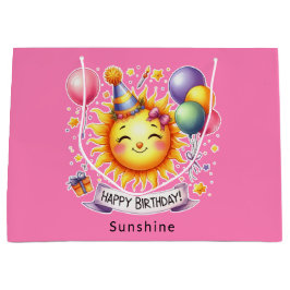 Sunshine Custom Naam Happy Birthday Pink Groot Cadeauzakje