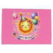 Sunshine Custom Naam Happy Birthday Pink Groot Cadeauzakje (Achterkant)