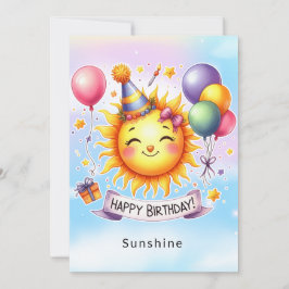 Sunshine Custom Naam Happy Birthday Wenskaart