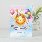 Sunshine Custom Naam Happy Birthday Wenskaart Kaart (Staand voorkant)