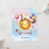 Sunshine Custom Naam Happy Birthday Wenskaart Kaart (Voorkant / Achterkant in situ)