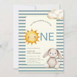 Sunshine Cute Bunny First Birthday OR code Kaart