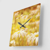 Sunshine Daisies Floral Wall Clock Vierkante Klok (Hoek)