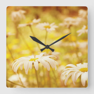 Sunshine Daisies Floral Wall Clock Vierkante Klok