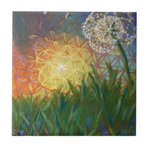 Sunshine Dandelion Sacred Geometry Landschap Tegeltje