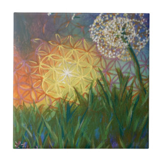Sunshine Dandelion Sacred Geometry Landschap Tegeltje