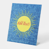 Sunshine Denim Print Baby shower op maat Reclamebord Met Voetstuk (Voorkant)