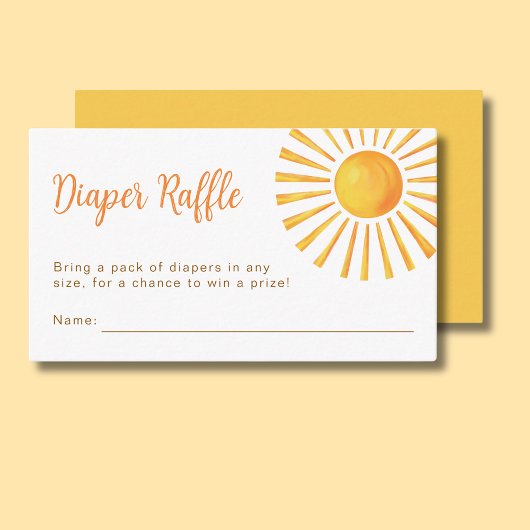 Sunshine Diaper Raffle Baby shower Informatiekaartje