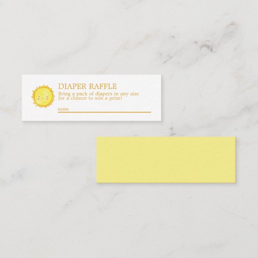 Sunshine Diaper Raffle Mini Enclosure Kaart Mini Visitekaartje (Voorkant / Achterkant)