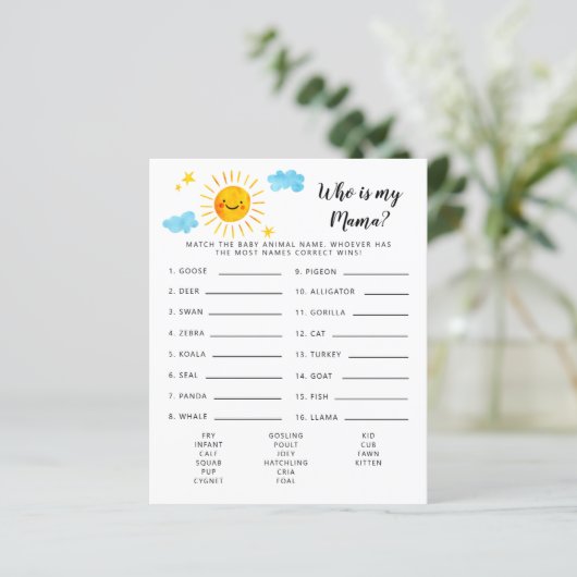 Sunshine die mijn mama Baby shower Game is (Staand voorkant)