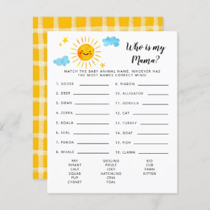 Sunshine die mijn mama Baby shower Game is