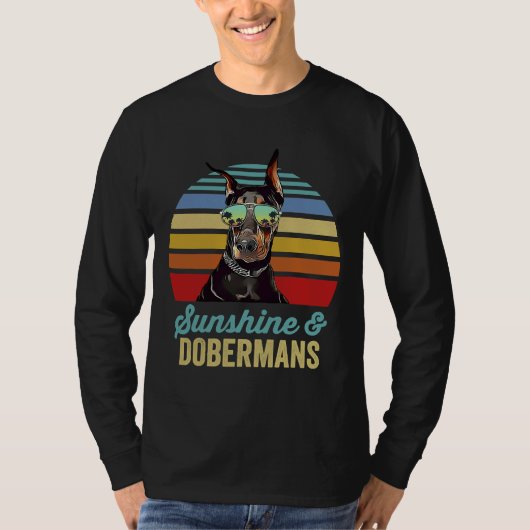 Sunshine Dobermans Dog Retro Sunset T-shirt (Voorkant)
