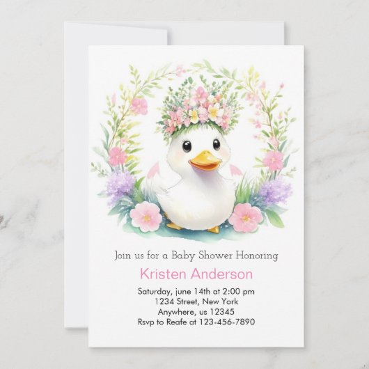 Sunshine & Duckling Dreams: Meisje Baby shower Kaart (Voorkant)