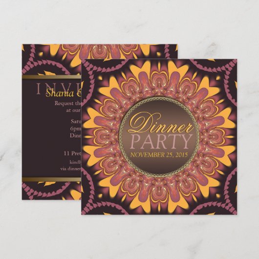 Sunshine Earth Love Dinner Party Uitnodiging (Voorkant / Achterkant)