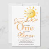 Sunshine Eerste Verjaardag Party Rustiek Kinder Kaart (Voorkant)