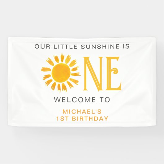 Sunshine Eerste Verjaardag Welkom Spandoek (Horizontaal)
