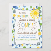 Sunshine Eerste Verjaardagsfeestuitnodiging Kaart (Voorkant)