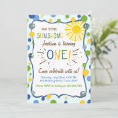 Sunshine Eerste Verjaardagsfeestuitnodiging Kaart (Staand voorkant)
