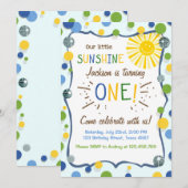 Sunshine Eerste Verjaardagsfeestuitnodiging Kaart (Voorkant / Achterkant)
