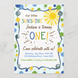 Sunshine Eerste Verjaardagsfeestuitnodiging Kaart
