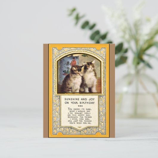Sunshine en Joy op jouw verjaardag, Briefkaart (Staand voorkant)